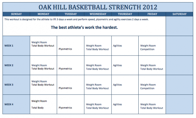 Oak Hill Basketball Workout Schedule 
