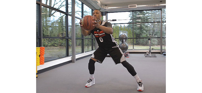 Lateral Shuffle and Press with Basketball
