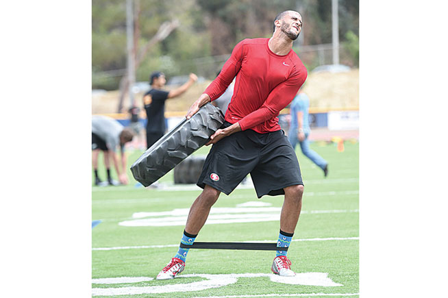 Colin Kaepernick Lateral Tire Toss With Mini-Band Side Shuffle