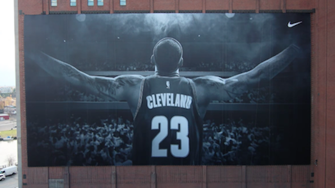 Check Out This Awesome Hyperlapse of Nike's New LeBron James Banner Going Up in Downtown Cleveland