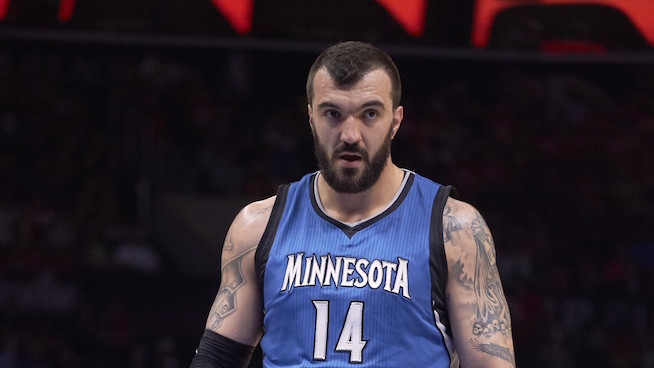 Minnesota Timberwolves Center Nikola Pekovic Warms Up By Launching a Med Ball Into the Stands