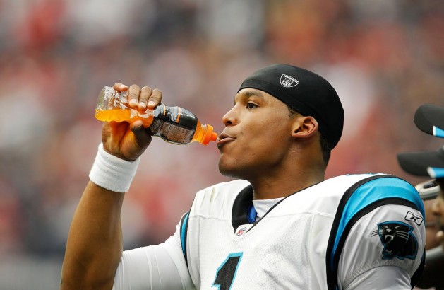 Cam Newton Drinking Gatorade
