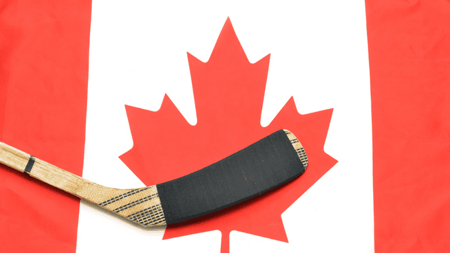 canadian hockey team country flag and hockey stick