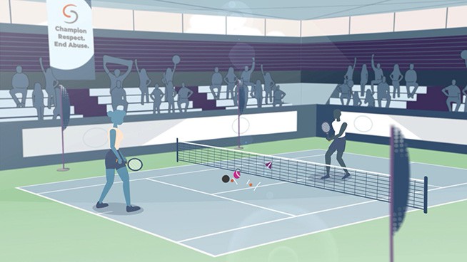 illustration of kids playing tennis for the US Center for Safesport