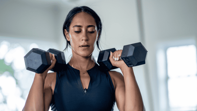 female lifting weights